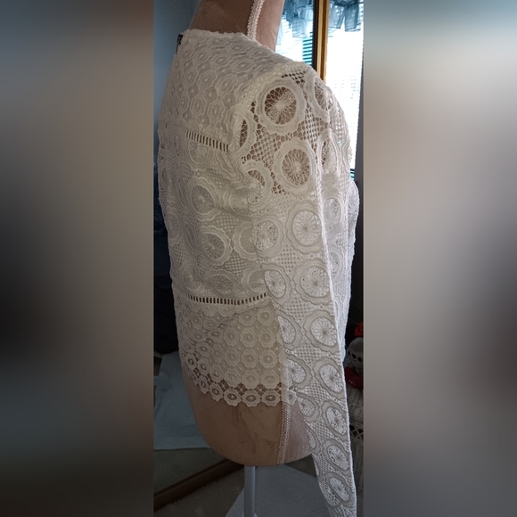 Lovers + Friends ~ Lace Crochet Sheer Long Sleeve Top – White, Size S - Picture 9 of 13